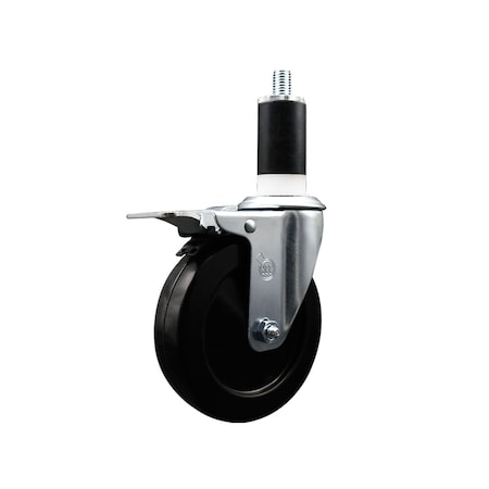 Service Caster 5'' Soft Rubber Swivel 1-3/8'' Expanding Stem Caster Total Lock Brake SCC-EXTTL20S514-SRS-138